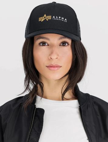 Alpha Industries Alpha Label Trucker Cap - Black - ONE SIZE