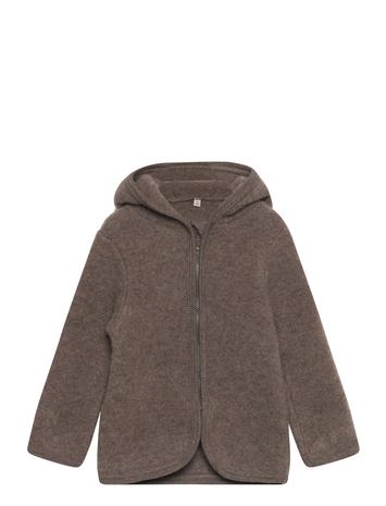 Huttelihut Jacket Ears Wool Fleece - Brown - 110