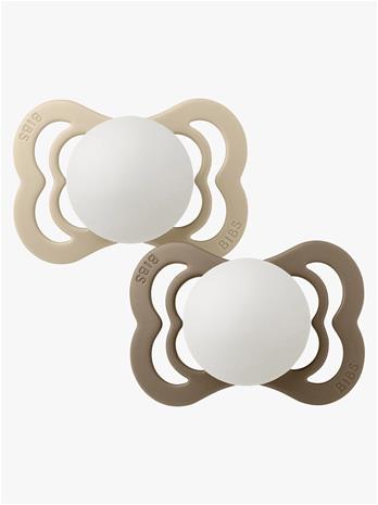 BIBS - Pacifier Supreme 2 Pack Silicone - Vanilla Glow/Dark Oak Glow - Size 1