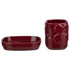 Marimekko Unikko Kylpyhuonesetti Burgundinpunainen - Hammasharjatelineet Kivitavara Burgundy - 074684-333