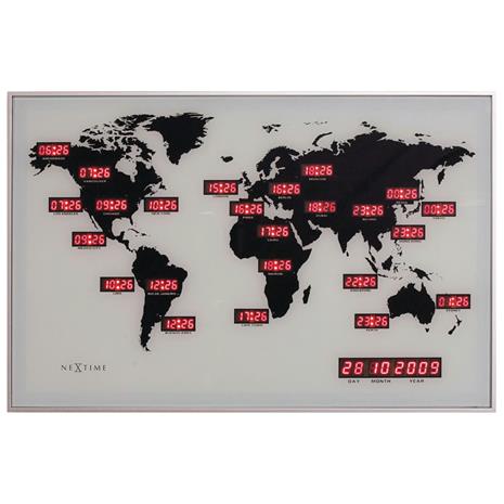 NeXtime World Time Digit Seinäkello - Seinäkellot Harmaa - 2897