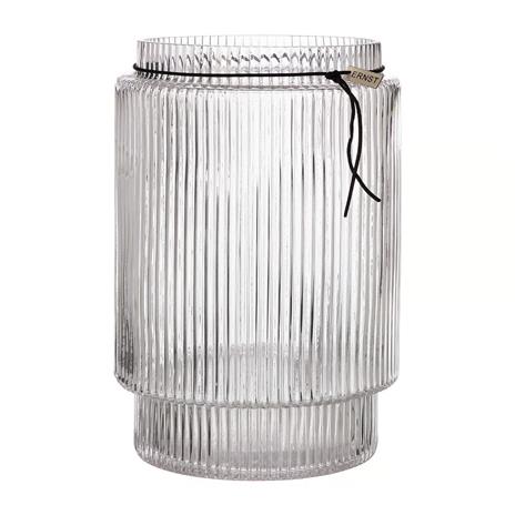 ERNST Glass Vase / Candle Holder With Fluted Structure H28 cm