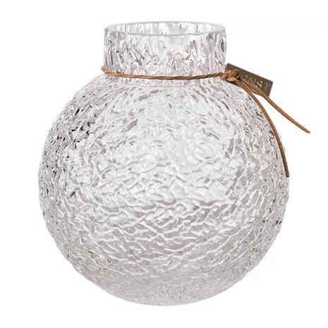 ERNST Glass Vase Round With Patterned Structure H14 cm