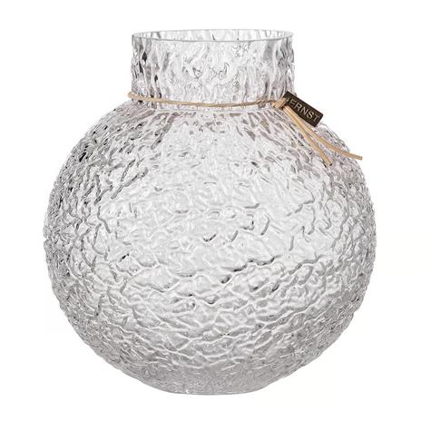 ERNST Glass Vase Round With Patterned Structure H22 cm