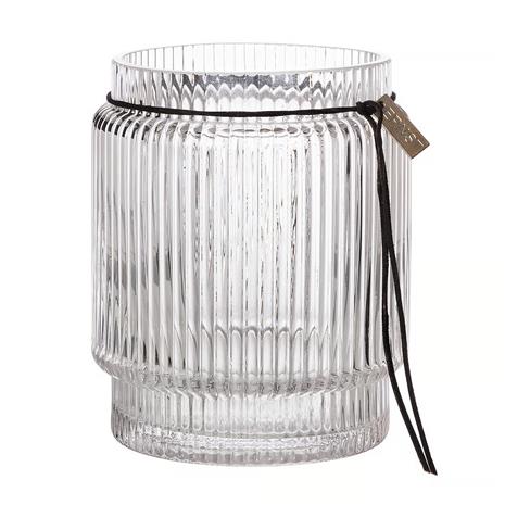 ERNST Glass Vase / Candle Holder With Fluted Structure H14,8 cm