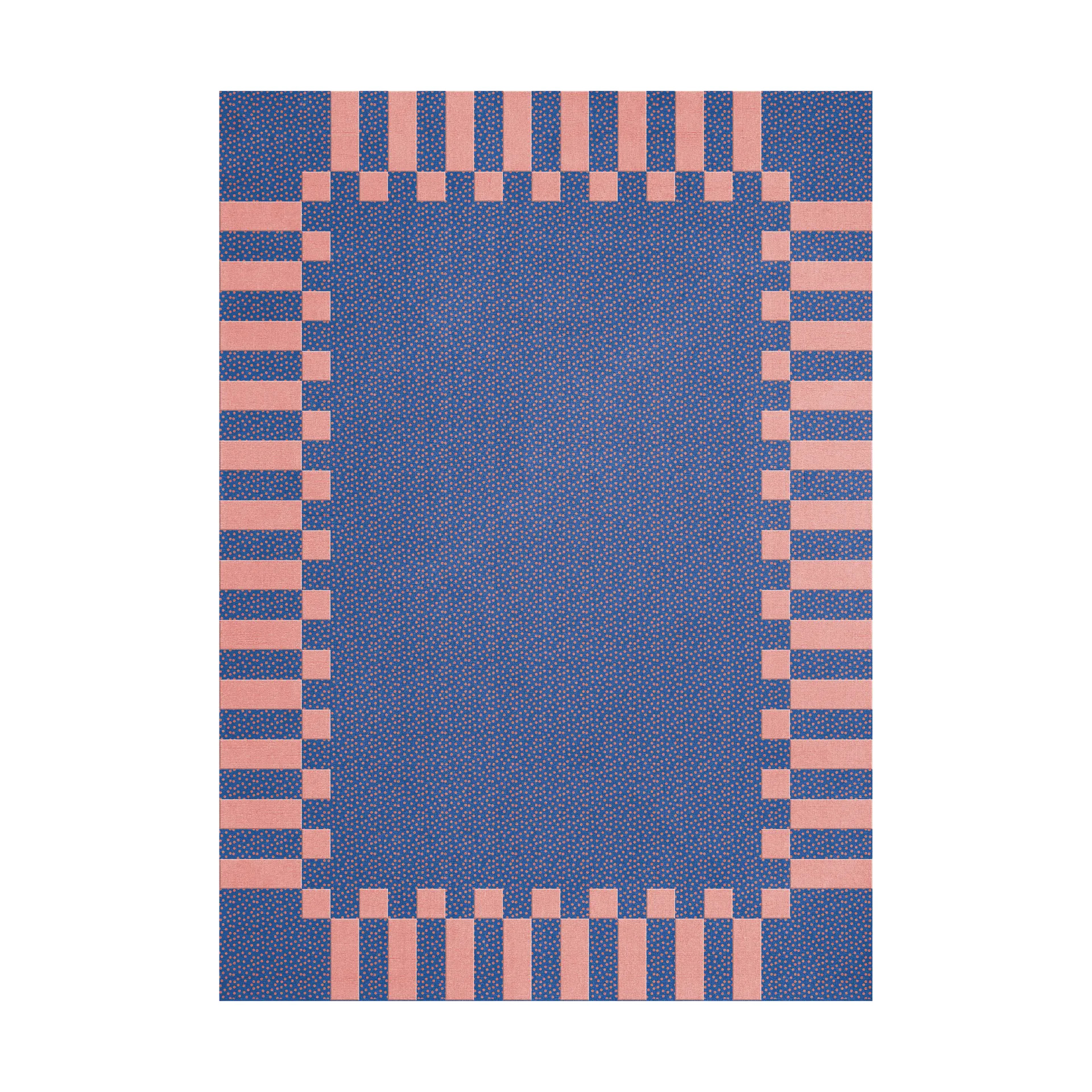Layered Teklan frame villamatto Cobalt salmon, 180x270 cm