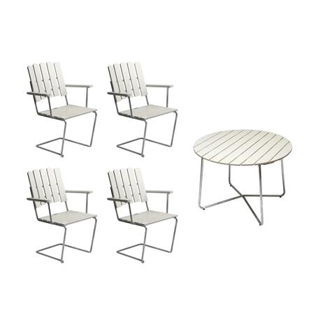 Grythyttan Stålmöbler Classic ruokailuryhmä - 9A 100 cm + 4kpl A2