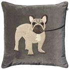 Chhatwal & Jonsson Embroidered French Bull Dog Cushion Cover 50x50 Cm - Koristetyynyt & Suojukset Sametti Harmaa - CC940113-12V