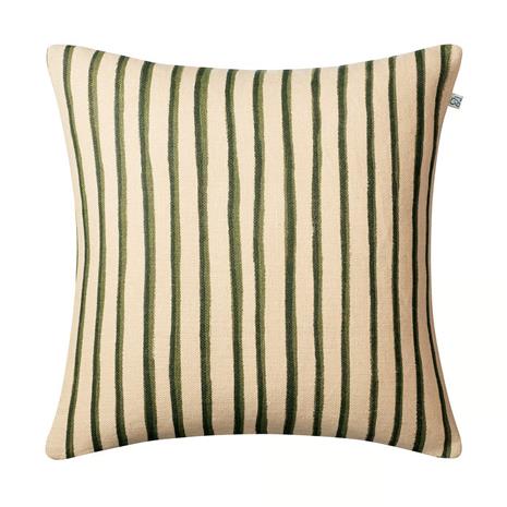 Chhatwal & Jonsson Jaipur Stripe Cushion Cover, Green 50x50 cm Light Beige / Cactus Green / Green