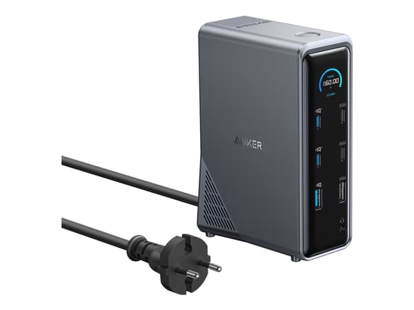 Anker Prime Charging Docking Station 14-in-1 Dual Diplsay, 160W, Gray