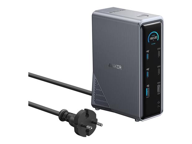 Anker Prime Charging Docking Station 14-in-1 Dual Diplsay, 160W, Gray