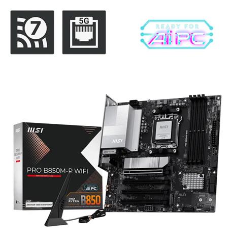 MSI PRO B850M-P WIFI Emolevy - AMD B850 - AMD AM5 socket - DDR5 RAM - Micro-ATX