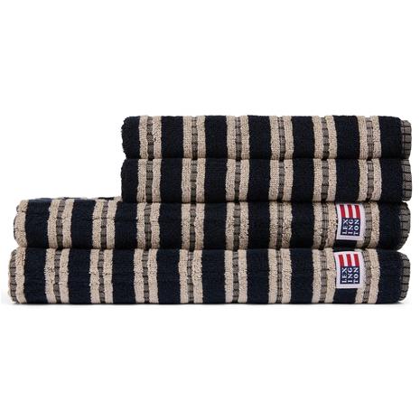 Lexington - Raidallinen froteepyyhe 70x50 cm musta/vaalea beige