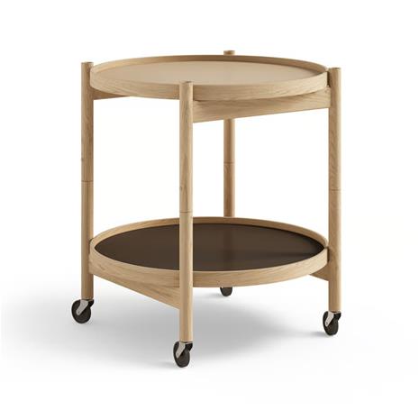 Brdr. Krä¼ger Bä¸lling Tray Table model 50 -rullapöytä Earth, öljytty tammirunko