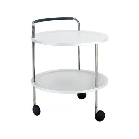 SMD Design Trolley Round basic -tarjoiluvaunu Valkoinen, kromirunko