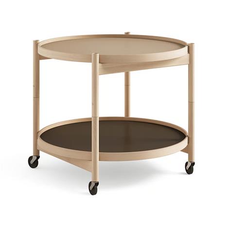 Brdr. Krä¼ger Bä¸lling Tray Table model 60 rullapöytä Earth, öljytty pyökkirunko