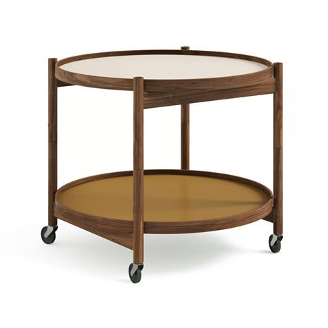 Brdr. Krä¼ger Bä¸lling Tray Table model 60 rullapöytä Sunny, öljytty saksanpähkinärunko