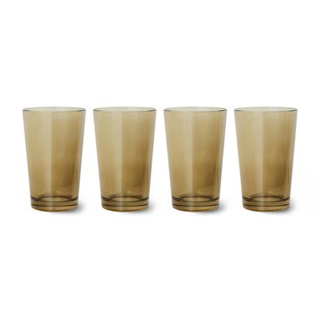 HKliving 70's glassware teelasi 20 cl 4-pakkaus Mud brown