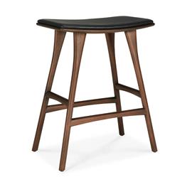 Ethnicraft Osso baarijakkara Teak -black leather, 65 cm