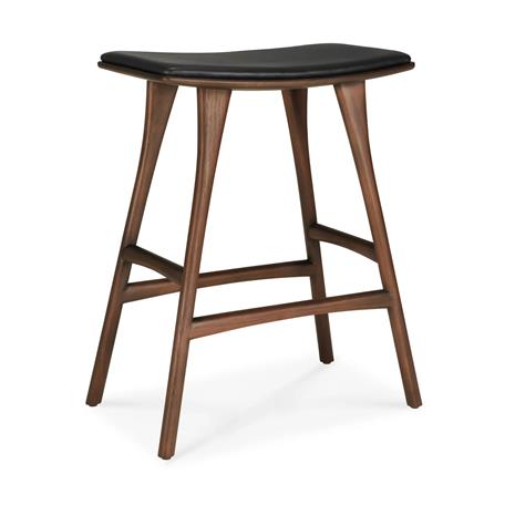 Ethnicraft Osso baarijakkara Teak -black leather, 65 cm