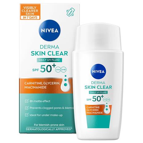 NIVEA Derma Skin Clear Daily UV Fluid SPF 50+ 40 ml – kuva 2/8