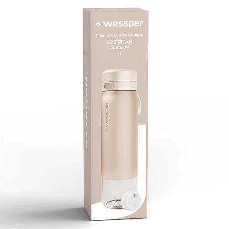 Wessper set tritan pullo beige 1L + pullon suodatinpatruuna – kuva 1/1