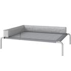 Korotettu ulkokäyttöön tarkoitettu koiran peti keskikokoisille koirille, L-muotoisella tyynyllä, 110x75x30cm, Vaaleanharmaa