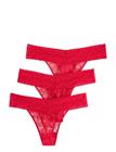 Lindex Brief Thong Low Lacey 3 Pack - Pink - L