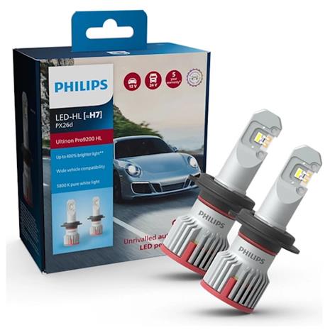 Led-polttimo, H7 Ultinon Pro9200, pari, Philips, Lisävalot autoihin