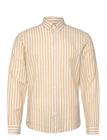 Lindbergh Wide Striped Cotton/Linen Shirt L/S - Beige - XL