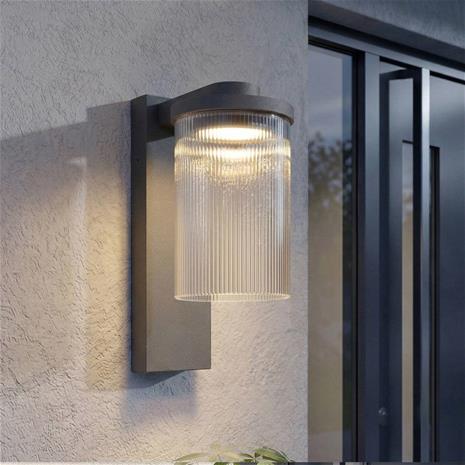 Lucande LED-ulkoseinävalaisin Bee-G, antrasiitti, uurrettu