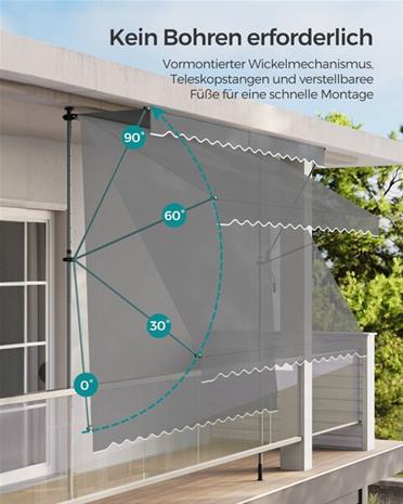 Aurinkovarjo, 400 x 120 cm, antrasiitti
