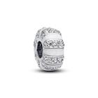 Pandora Silver Clip With Clear Cubic Zirconia, Shimmering White Enamel hela 793785C01