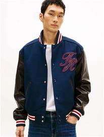 Tommy Hilfiger Leather Varsity Jacket - Navy - XXL