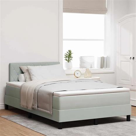 vidaXL LED Box Spring -sänky Vaaleanharmaa 4FT Small Double Sametti