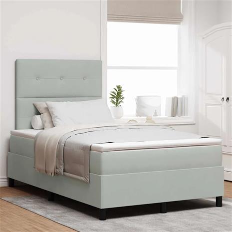 vidaXL LED Box Spring -sänky Vaaleanharmaa 4FT Small Double Sametti