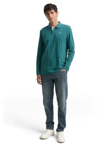 Tom Tailor Basic Polo With Contrast Tops Polos Long-sleeved Blue Tom Tailor