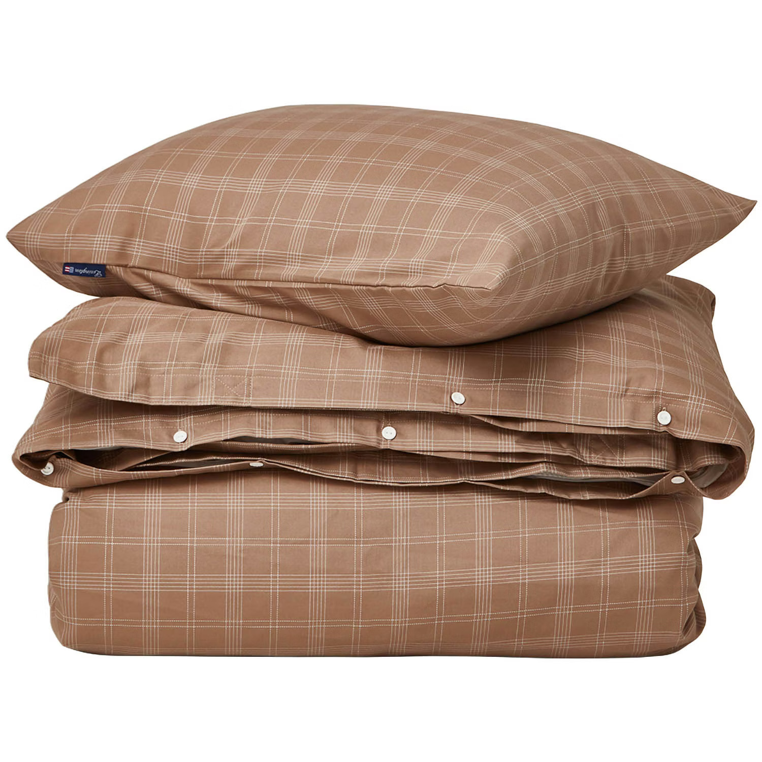 Lexington Checked Lyocell/cotton Vuodesetti 220x220 Cm /valkoinen - Vuodevaatesarjat Puuvilla Ruskea - 12430017-2910-S305