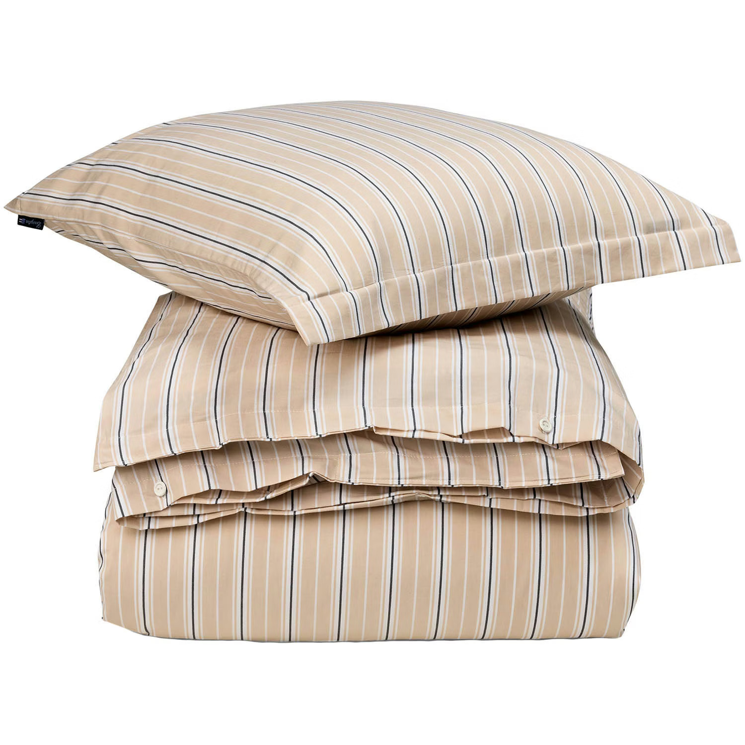Lexington Striped Cotton Poplin Vuodesetti 220x220 + 50x60x2 Cm Beige - Vuodevaatesarjat Puuvilla Valkoinen - 12510009-2600-S305