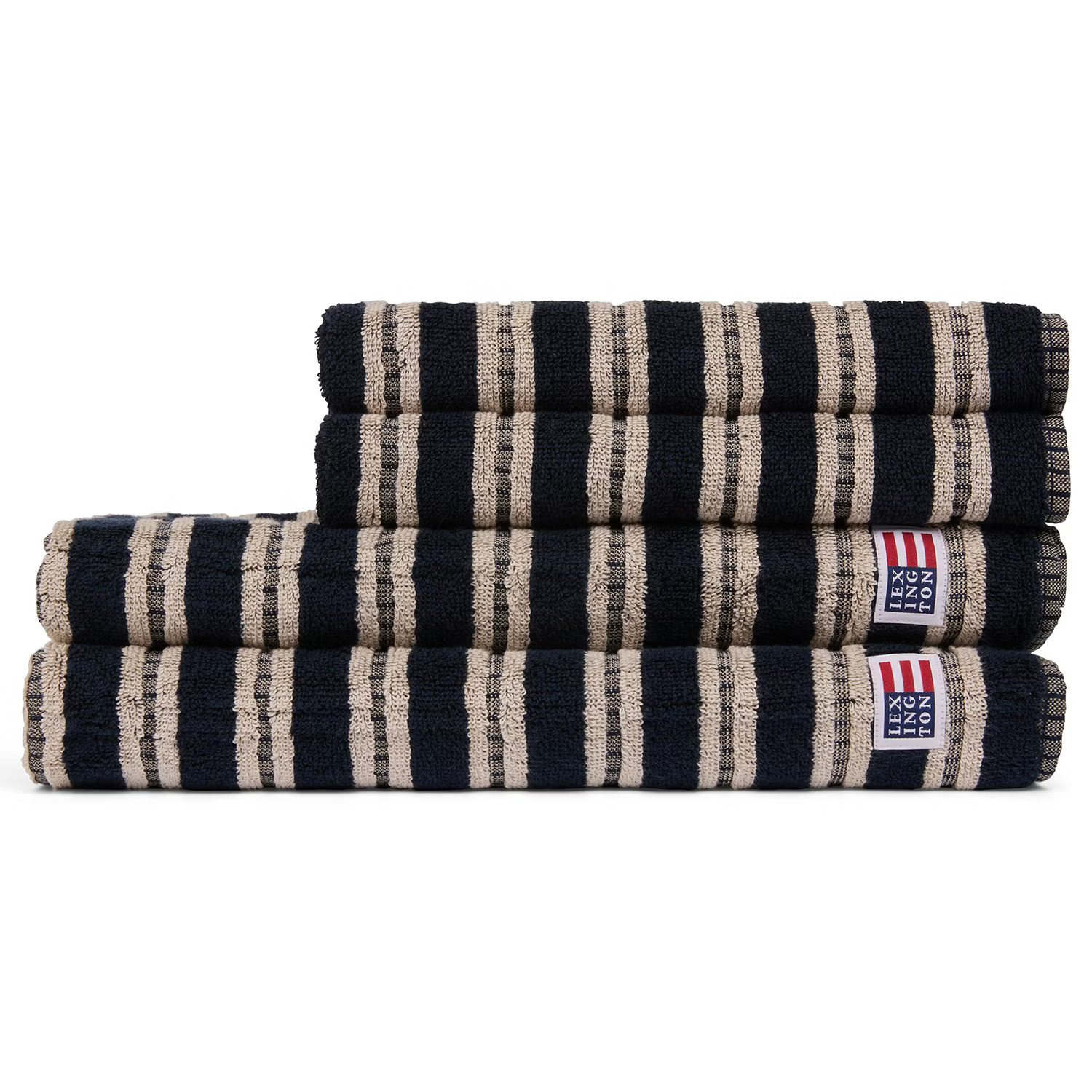 Lexington Striped Pyyhe 50x70 Cm Tummansininen/beige - Pyyhkeet & Kylpypyyhkeet Puuvilla Laivastonsininen - 10003700-5851-TW20