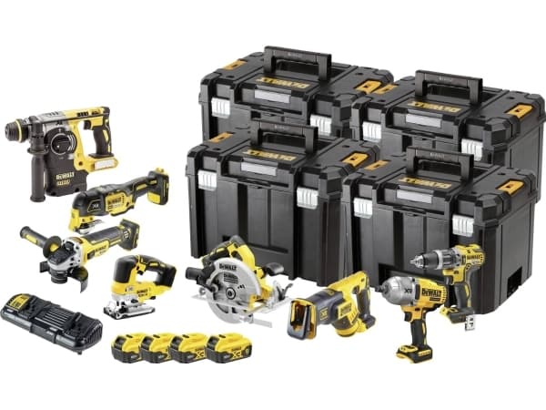 DEeWalt Akkukonesarja DCK865P4T 18V 4x5,0Ah, DCD796 + DCF899H + DCS367 +DCH273 + DCS334 + DCG405 + DCS355 + DCS570