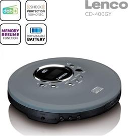Lenco CD-400GY - CD/MP3-discman ja DAB+/FM-radio