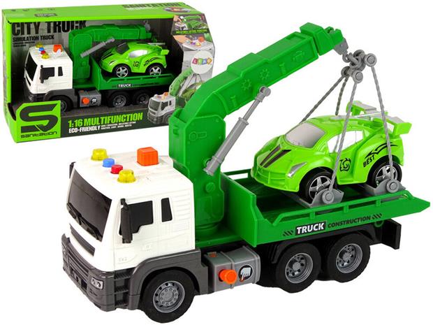 Tiepalveluauto valo- ja äänitehosteilla, 1:16, vihreä