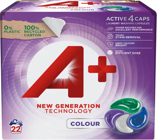 A+ Active4 Caps Colour 22 kpl pyykinpesukapselit