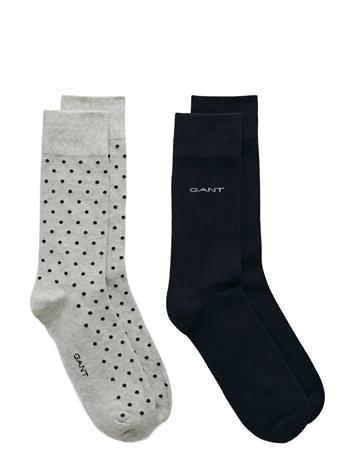 GANT Dot And Solid Socks 2-Pack - Grey - 43-45