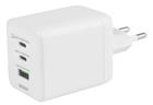 Deltaco GaN 100 W, 1x USB-A, 2x USB-C, PPS - USB-laturi, Valkoinen