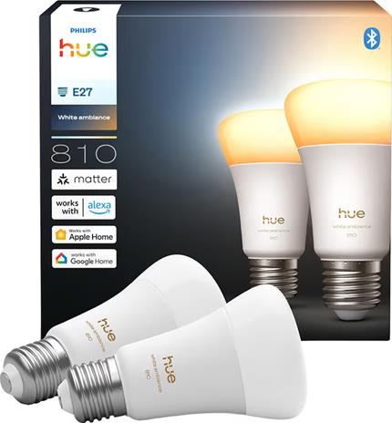 Philips Hue LED-älylamppu, White ambiance, E27, 810 lm, 2-pack