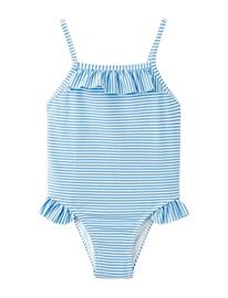 Mango Ruffled Striped Swimsuit - Blue - 3-4