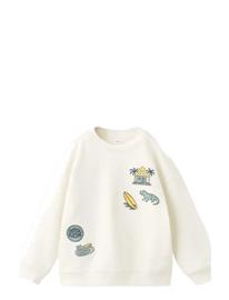Mango Cotton Sweatshirt With Embroidered Patches - Cream - 12-18M