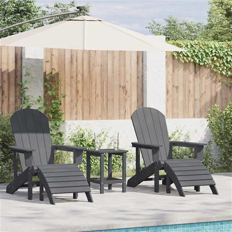 vidaXL Puutarhan Tuoli 3 pcs Vaaleanharmaa Polyeteeni – kuva 1/2